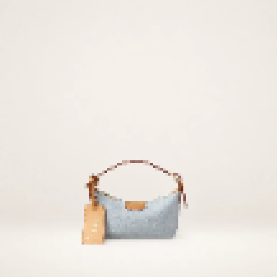Blue Monogram Mini Shoulder Bag – Women's Zip-Top Pochette with Adjustable Handle