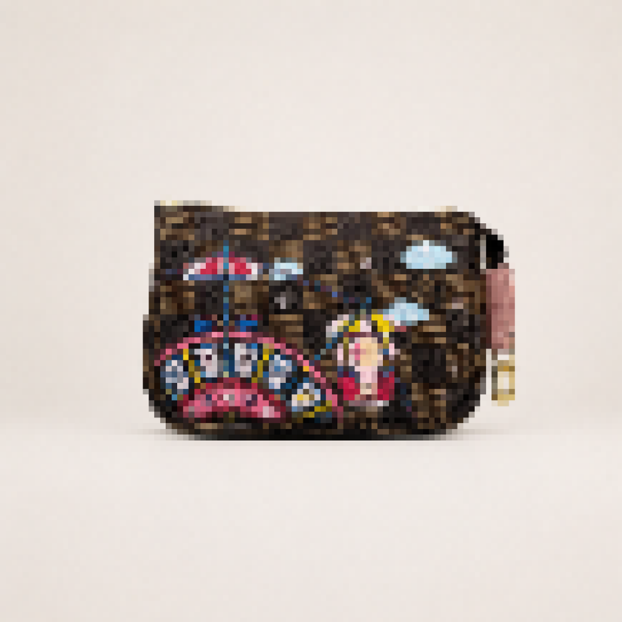 Artistic Cityscape Mini Wristlet Pouch with Zip Closure for Daily Carry