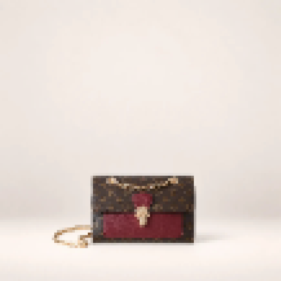 Monogram Canvas Shoulder Bag – Women's Chain Flap Purse with Front Pocket Detail