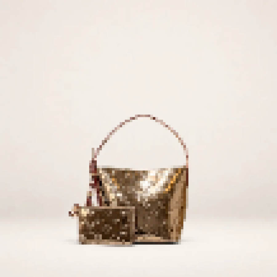 Metallic Mini Shoulder Bag – Women's Small Handbag with Detachable Pouch