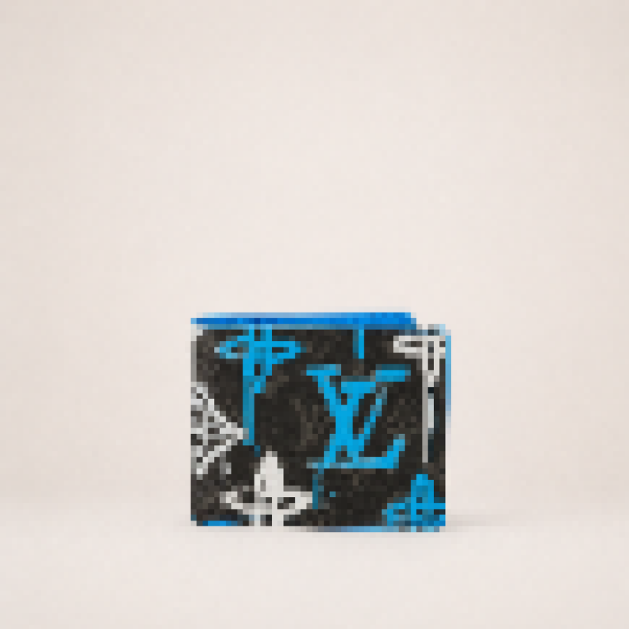 Luxury Designer Monogram Bifold Wallet – Men’s Compact Wallet with Street-Style Graffiti Art Print