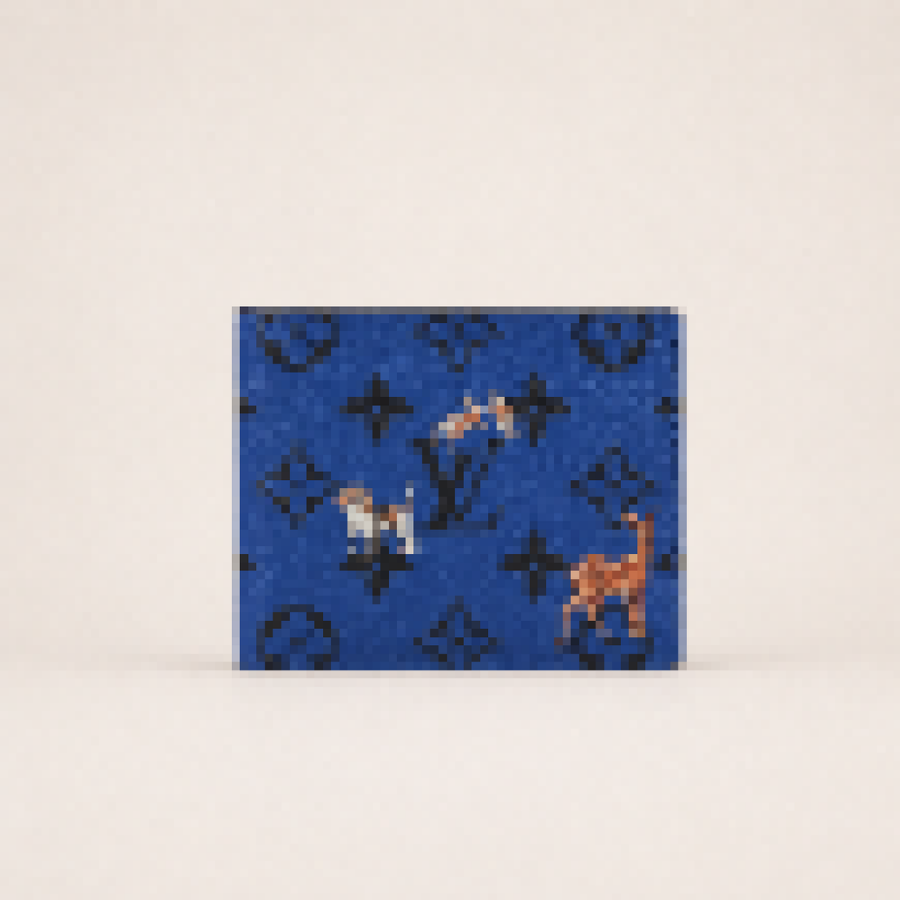 Premium Classic Monogram Bifold Wallet with Playful Animal Print – Slim Coated Canvas Pocket Organizer for Men & Women