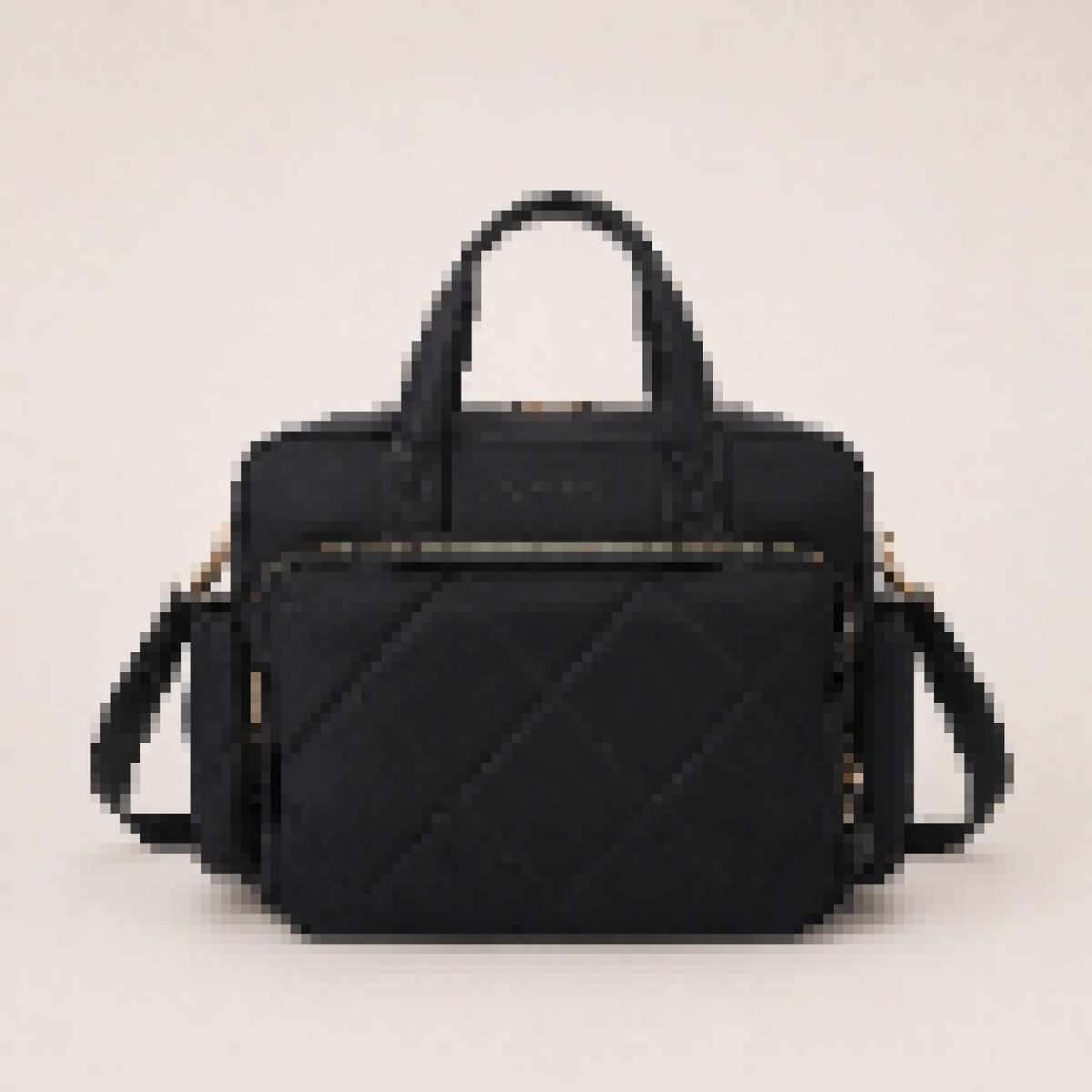 Large Capacity Quilted Diaper Tote Bag with Adjustable Crossbody Strap for Travel & Daily Use
