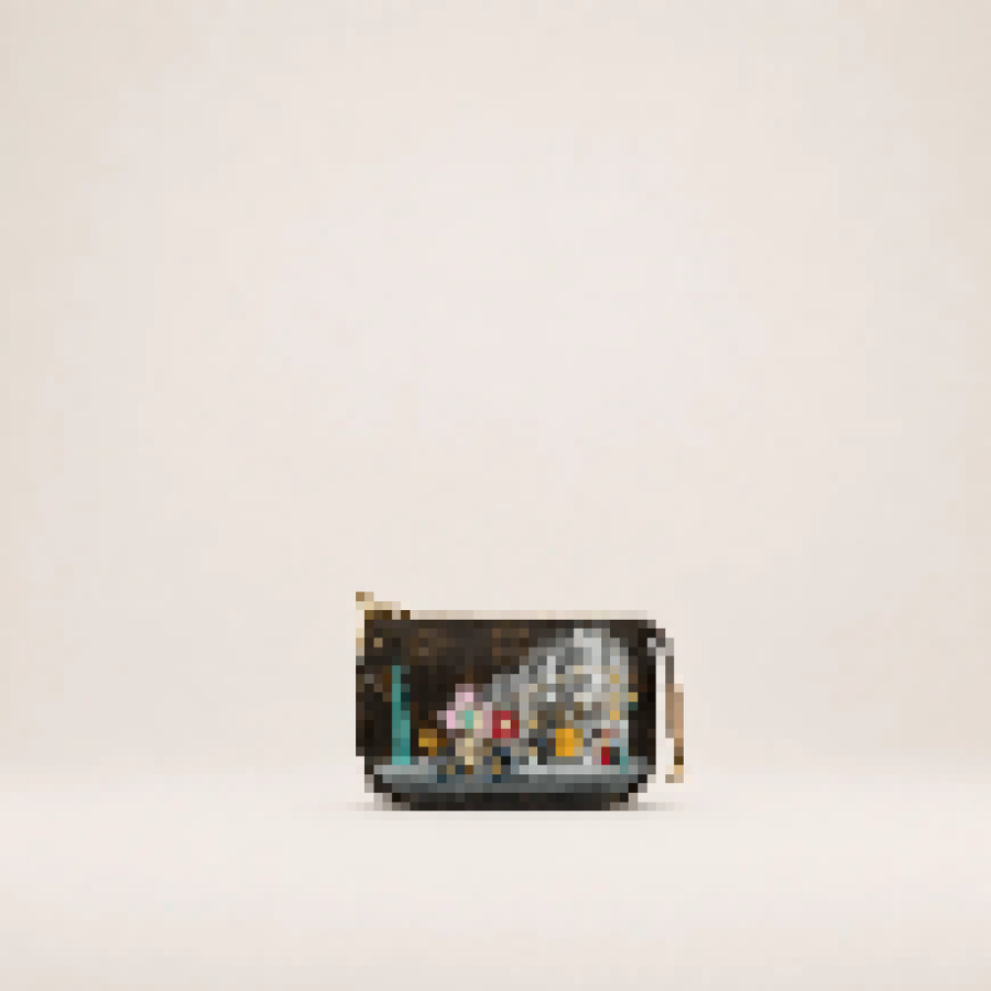 Artistic Cityscape Mini Wristlet Pouch with Zip Closure for Daily Carry