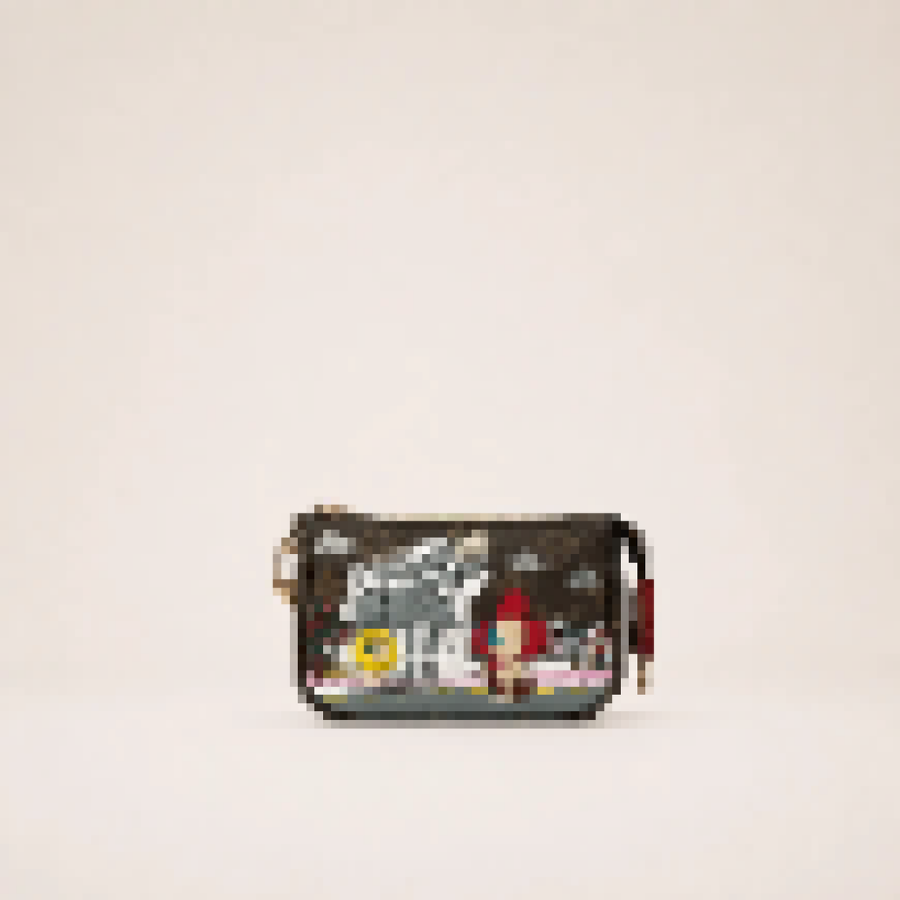 Artistic Cityscape Mini Wristlet Pouch with Zip Closure for Daily Carry