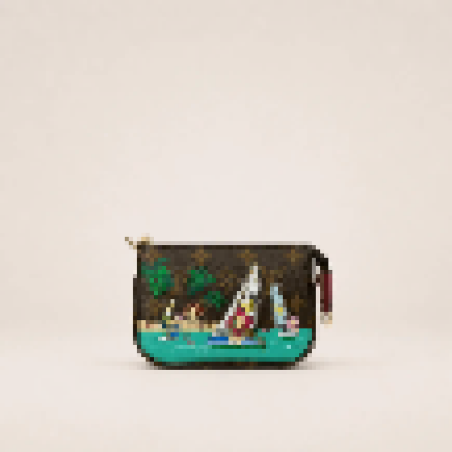 Artistic Cityscape Mini Wristlet Pouch with Zip Closure for Daily Carry