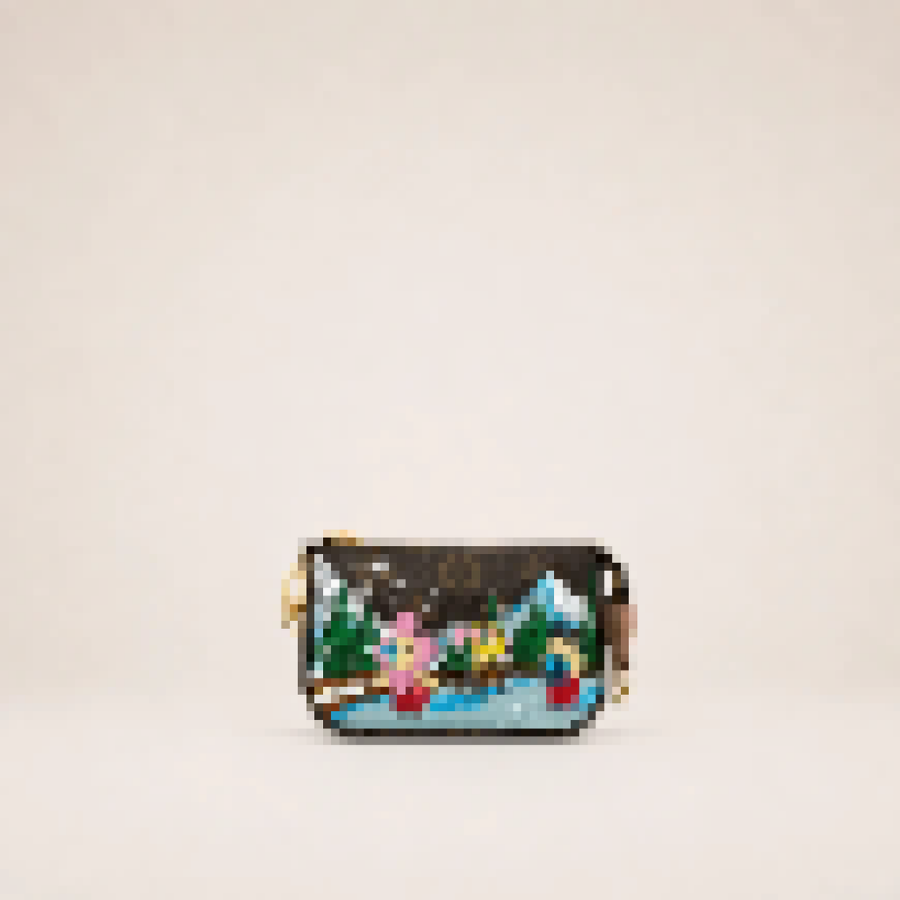 Artistic Cityscape Mini Wristlet Pouch with Zip Closure for Daily Carry