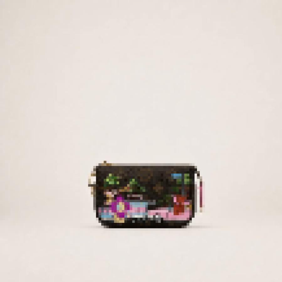 Artistic Cityscape Mini Wristlet Pouch with Zip Closure for Daily Carry