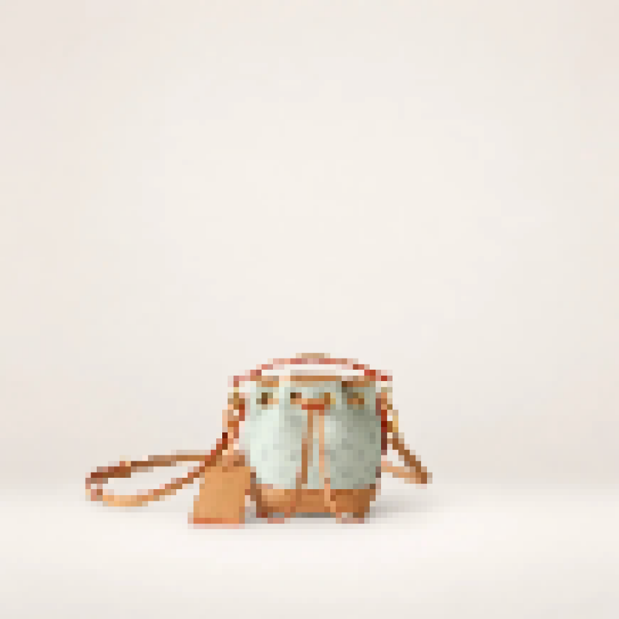 Monogram Mini Bucket Bag – Women's Drawstring Crossbody Purse with Removable Handle