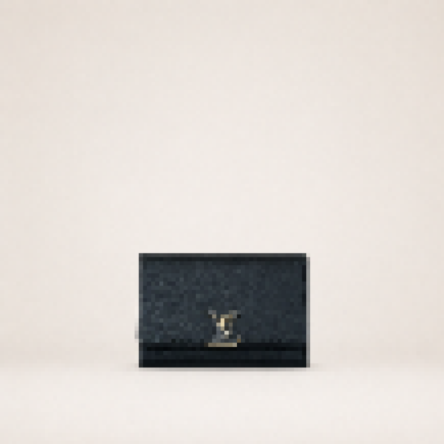 Luxury Pebbled Leather Wallet for Women, Compact Foldable Card Holder Purse with Gold Accent