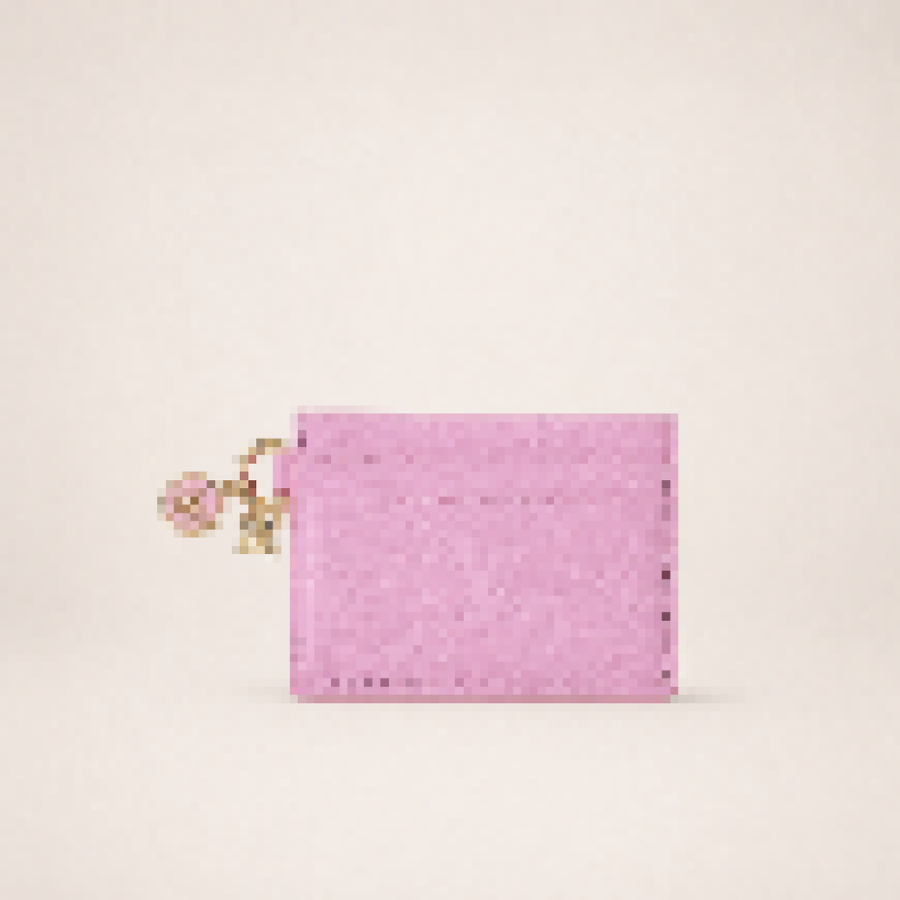 Women’s Embossed Leather Card Holder Wallet with Key Ring – Slim Minimalist Pocket Purse for Everyday Carry
