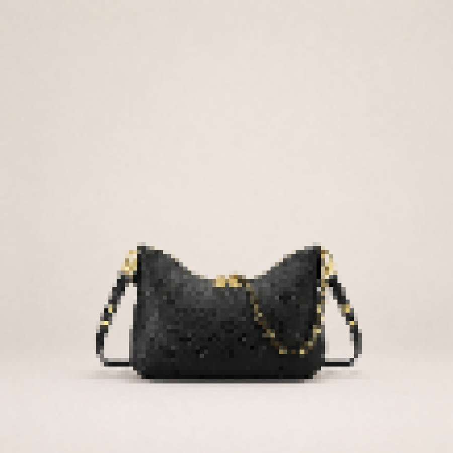 Monogram Shoulder Bag – Women's Mini Hobo Crossbody Purse with Chain Strap