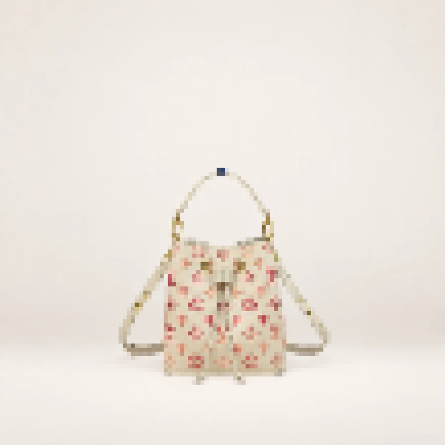 Monogram Mini Bucket Bag – Women's Crossbody Shoulder Purse with Color Accent Design