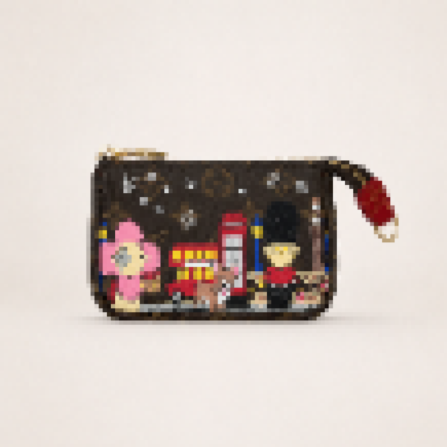 Artistic Cityscape Mini Wristlet Pouch with Zip Closure for Daily Carry