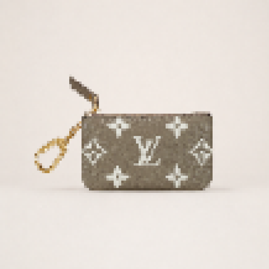 Compact Monogram Zip Coin Pouch Key Holder Wallet for Everyday Essentials