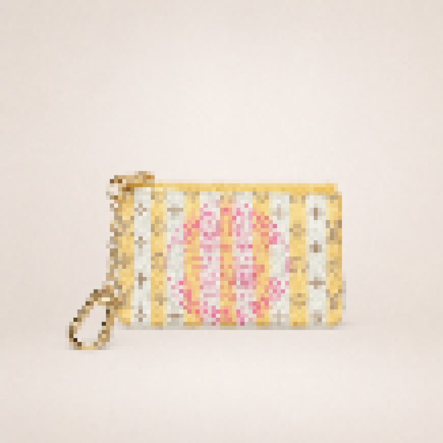 Mini Canvas Chain Wristlet Bag with Vintage Travel Print Design – Elegant Compact Crossbody Purse for Women