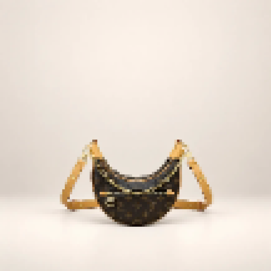Crescent Shoulder Bag – Women's Half Moon Crossbody Handbag with Chain Detail