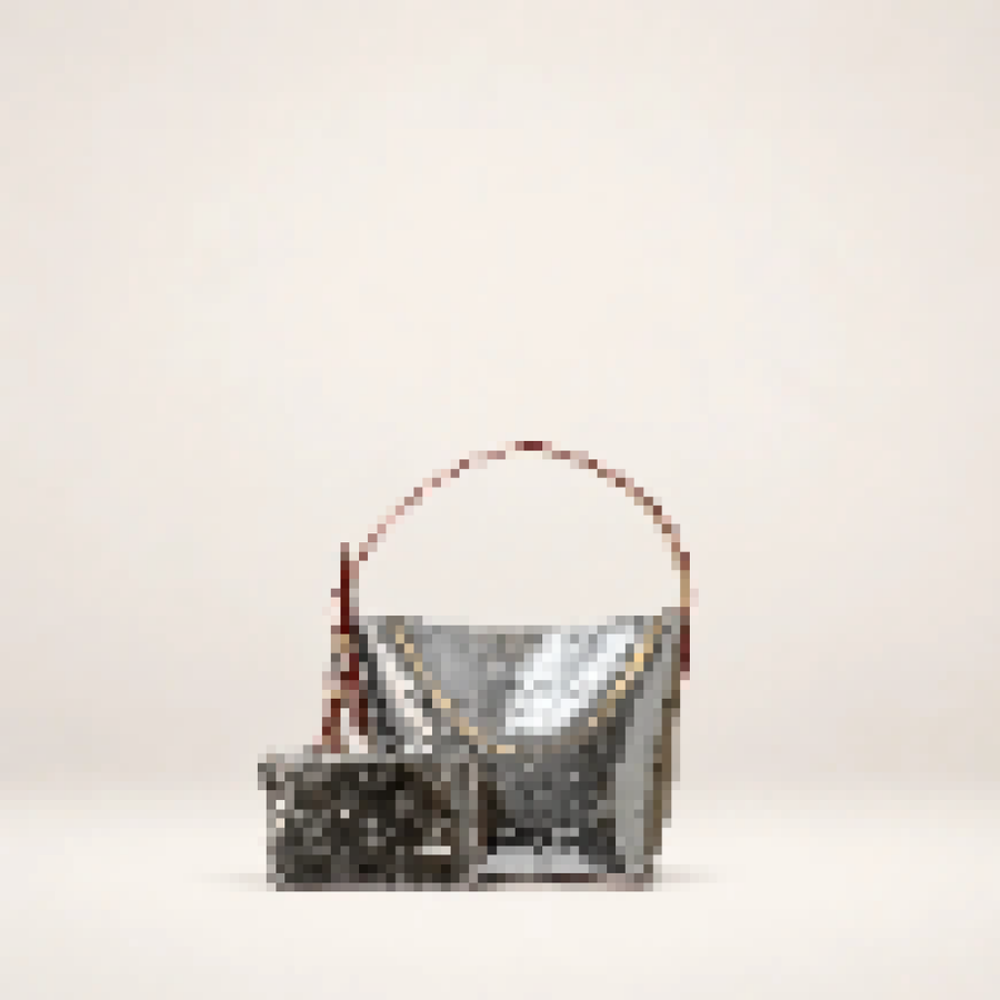 Metallic Mini Shoulder Bag – Women's Small Handbag with Detachable Pouch