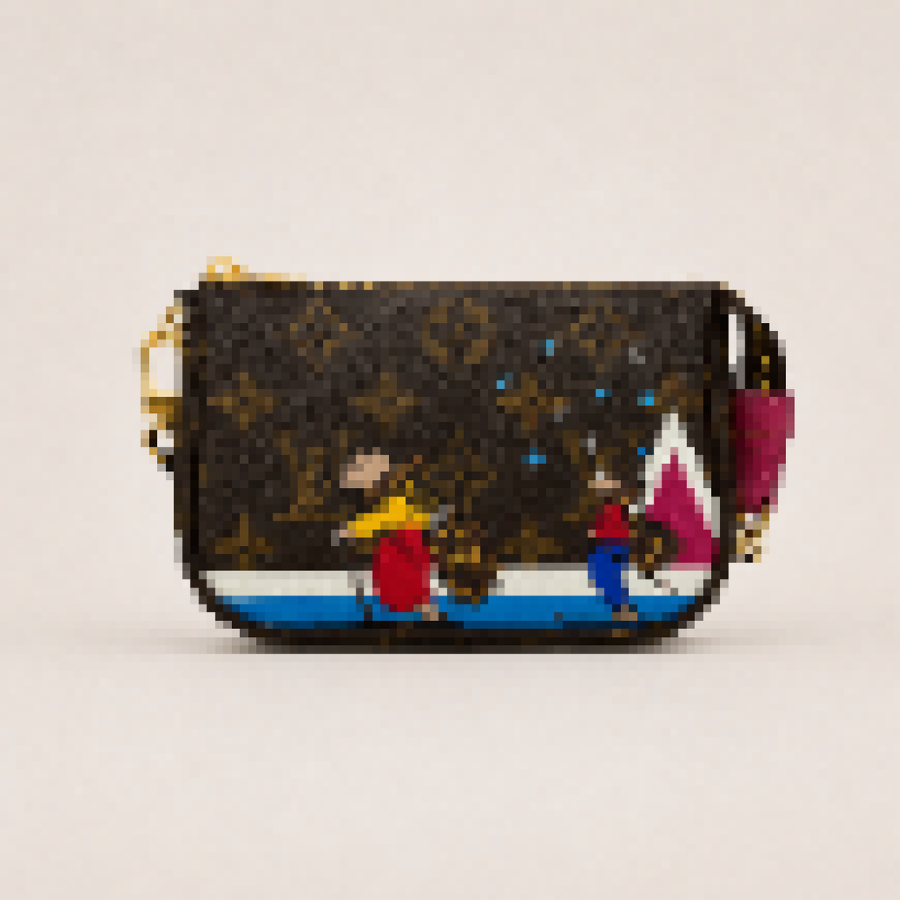 Artistic Cityscape Mini Wristlet Pouch with Zip Closure for Daily Carry