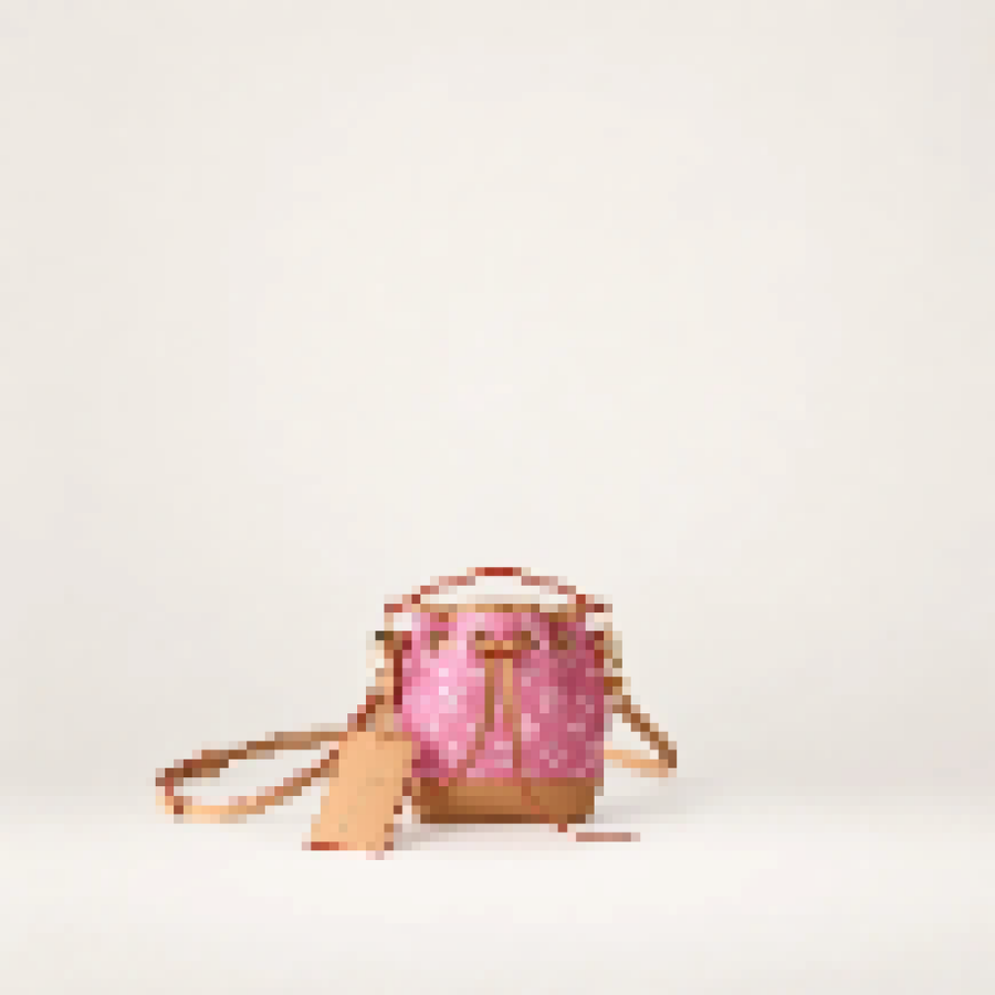 Monogram Mini Bucket Bag – Women's Drawstring Crossbody Purse with Removable Handle