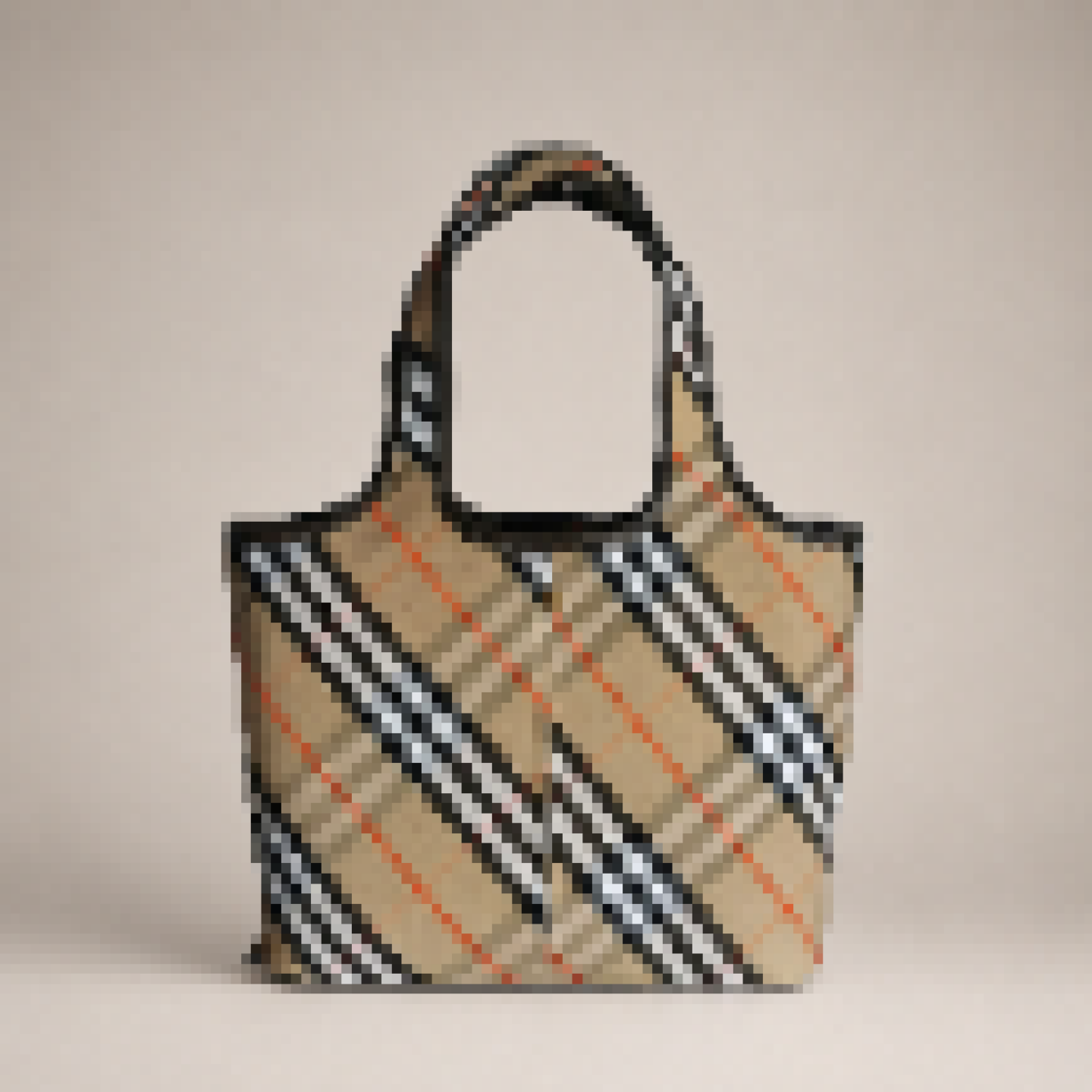 Compact Shoulder Tote Bag with Check Pattern for Everyday Carry