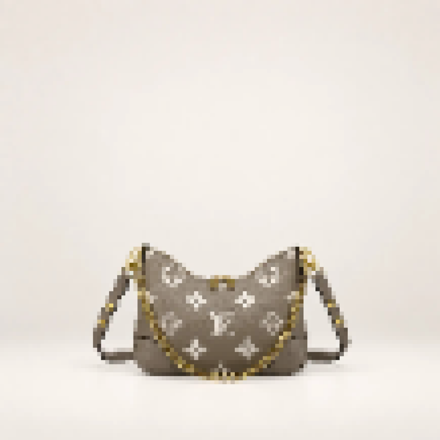 Monogram Hobo Shoulder Bag – Women's Crossbody Purse with Chain Strap Detail