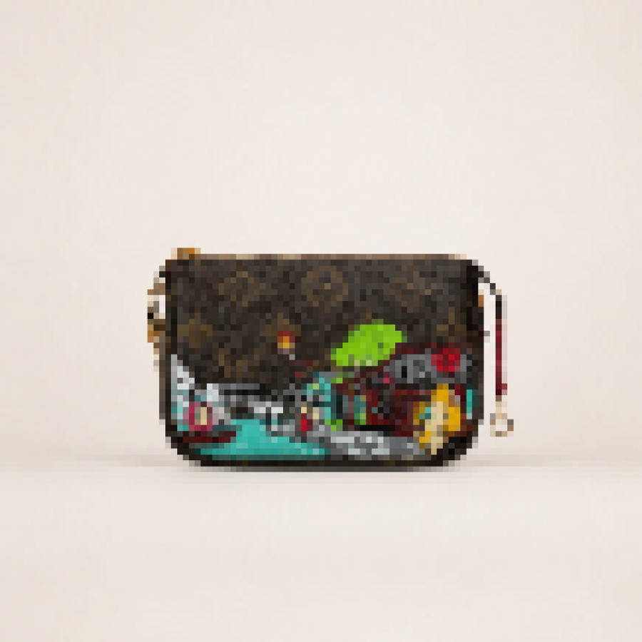 Artistic Cityscape Mini Wristlet Pouch with Zip Closure for Daily Carry