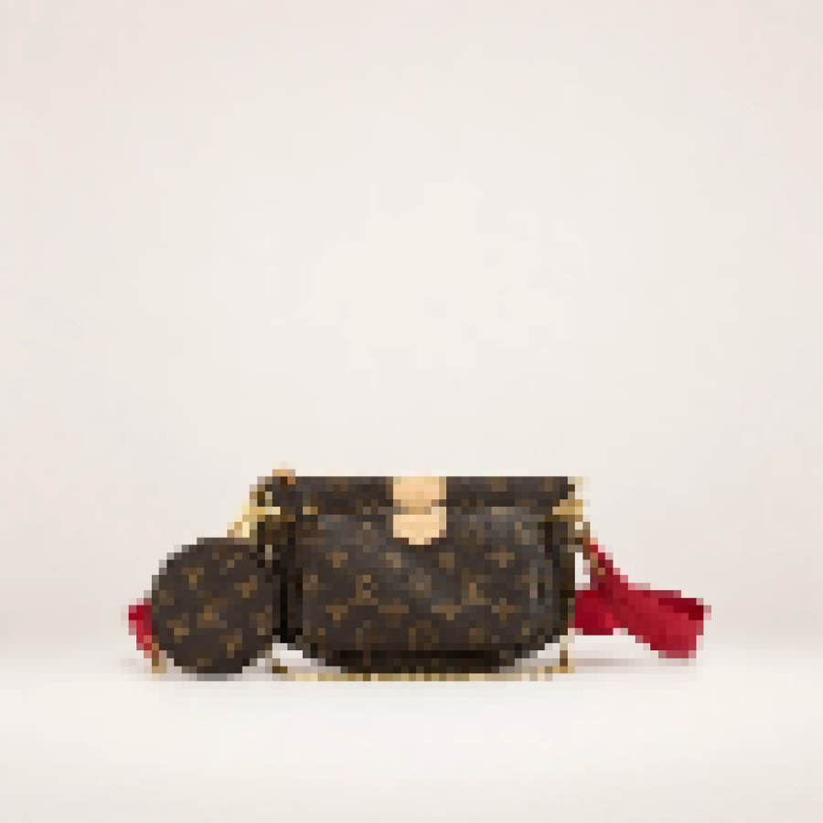 Monogram Crossbody Bag – Women's Multi Pocket Shoulder Handbag with Chain Detail