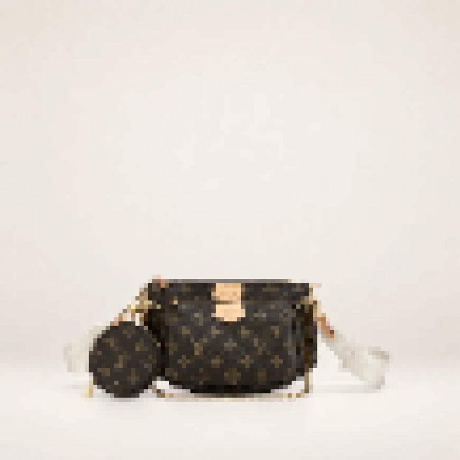 Monogram Crossbody Bag – Women's Multi Pocket Shoulder Handbag with Chain Detail