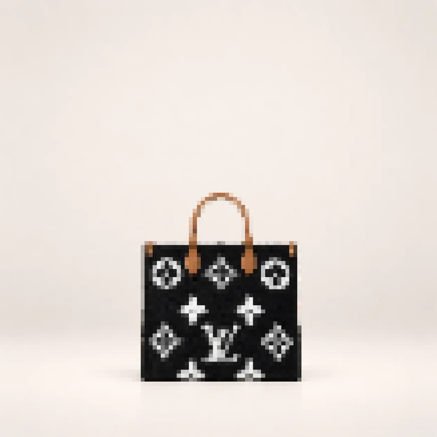 Monogram Structured Tote Bag – Women's Large Shoulder Handbag for Work and Everyday Use