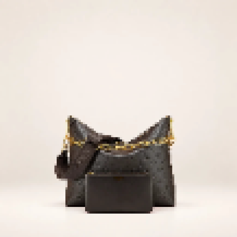 Embossed Hobo Shoulder Bag – Women's Soft Leather Handbag with Adjustable Strap