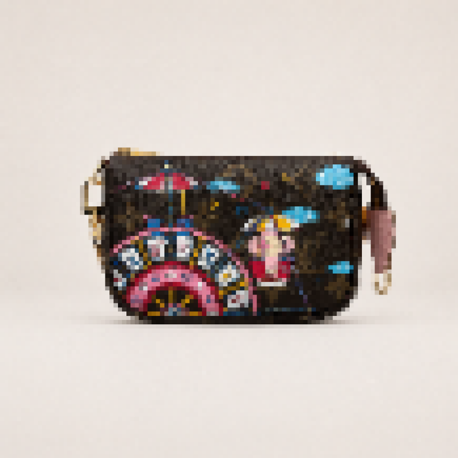 Artistic Cityscape Mini Wristlet Pouch with Zip Closure for Daily Carry