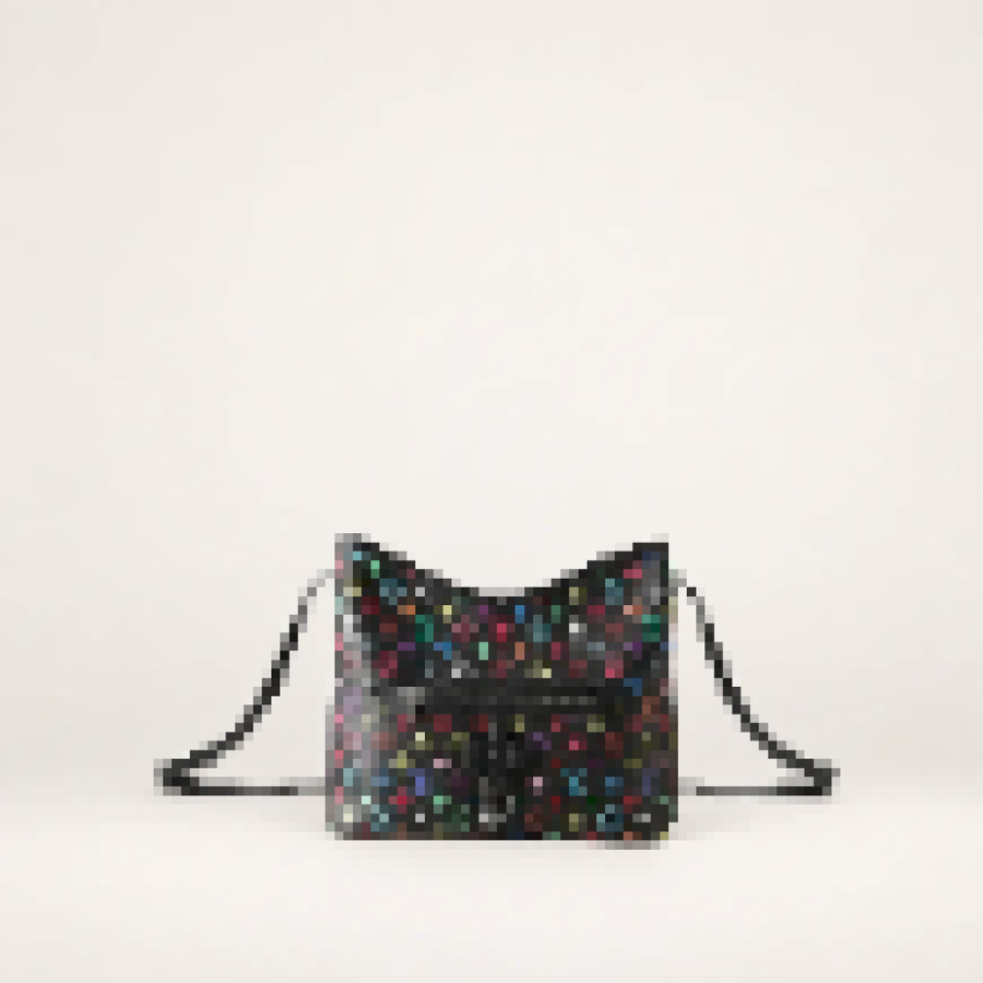 Monogram Hobo Bag – Women's Large Shoulder Tote with Zip Closure and Front Pocket