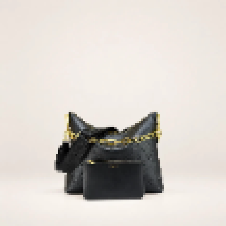 Embossed Hobo Shoulder Bag – Women's Soft Leather Handbag with Adjustable Strap
