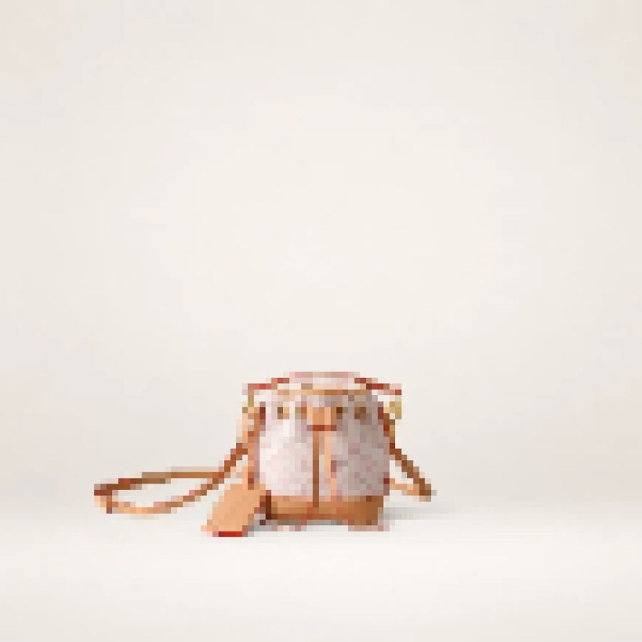 Monogram Mini Bucket Bag – Women's Drawstring Crossbody Purse with Removable Handle