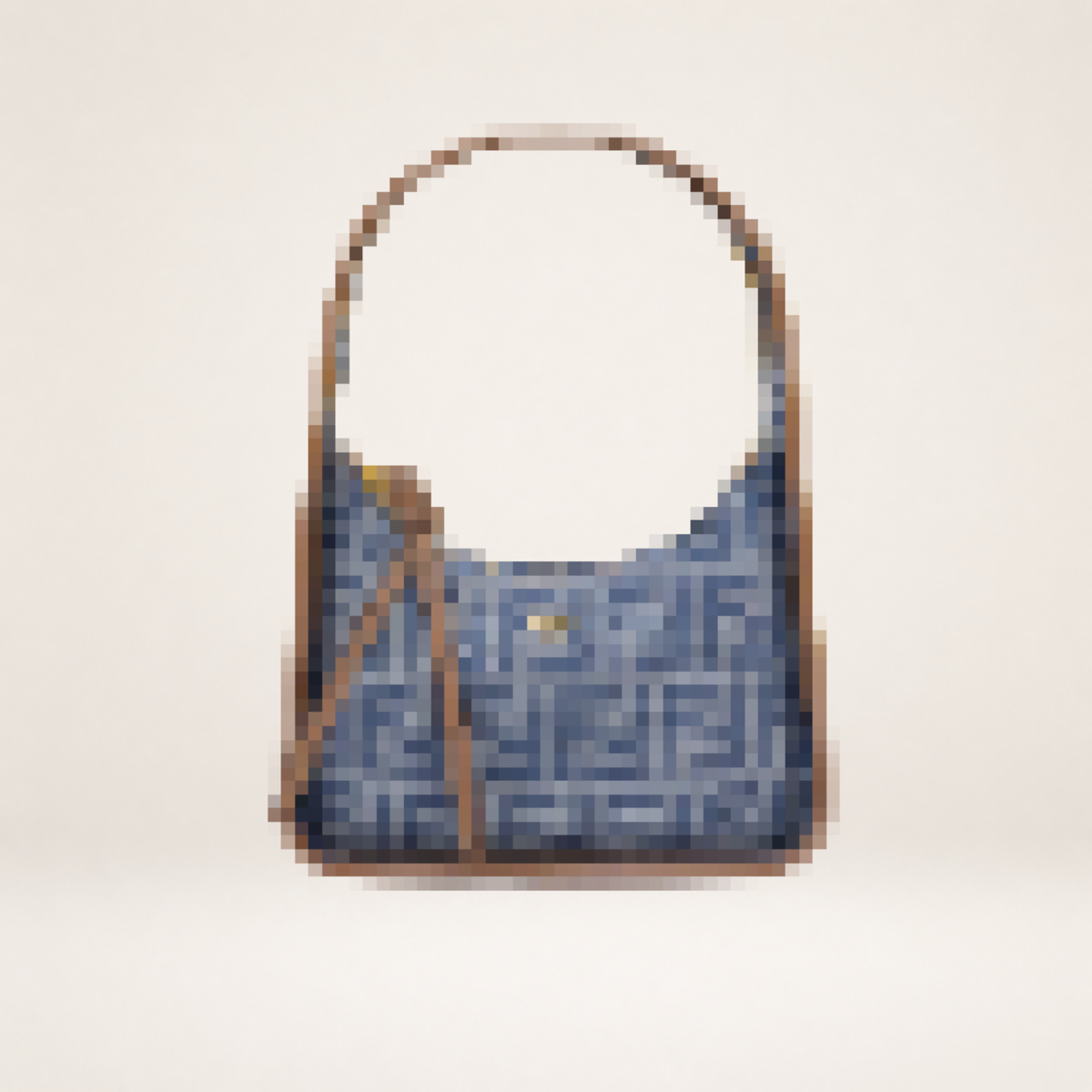 Luxury Mini Monogram Denim Shoulder Bag – Structured Top Handle Designer Handbag