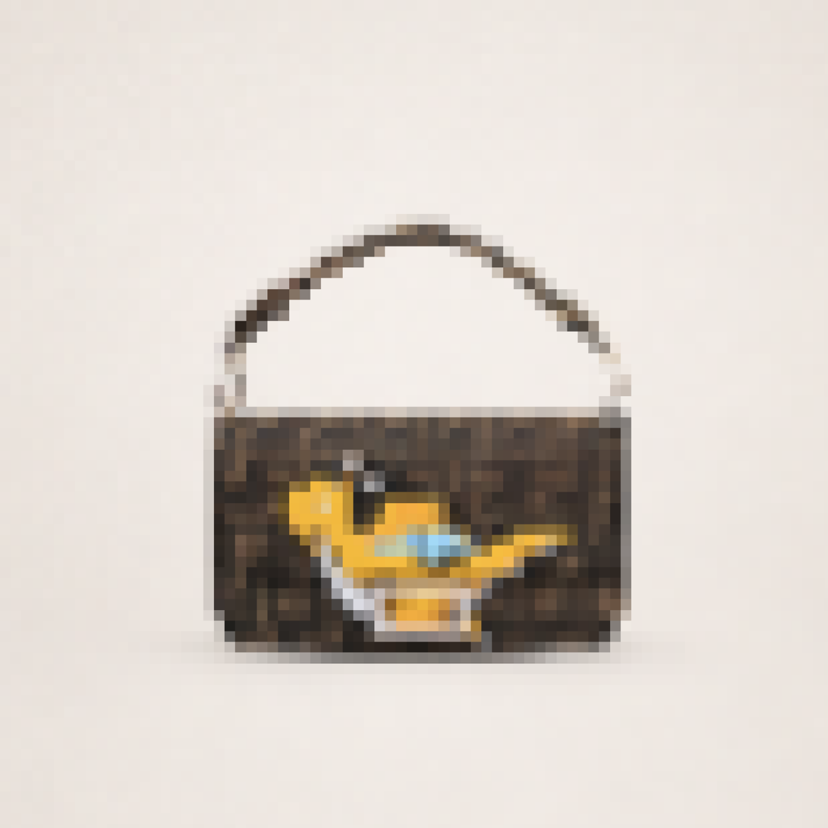 Luxury Monogram Baguette Shoulder Bag with Cartoon Dragon Accent – Convertible Crossbody Designer Style Handbag