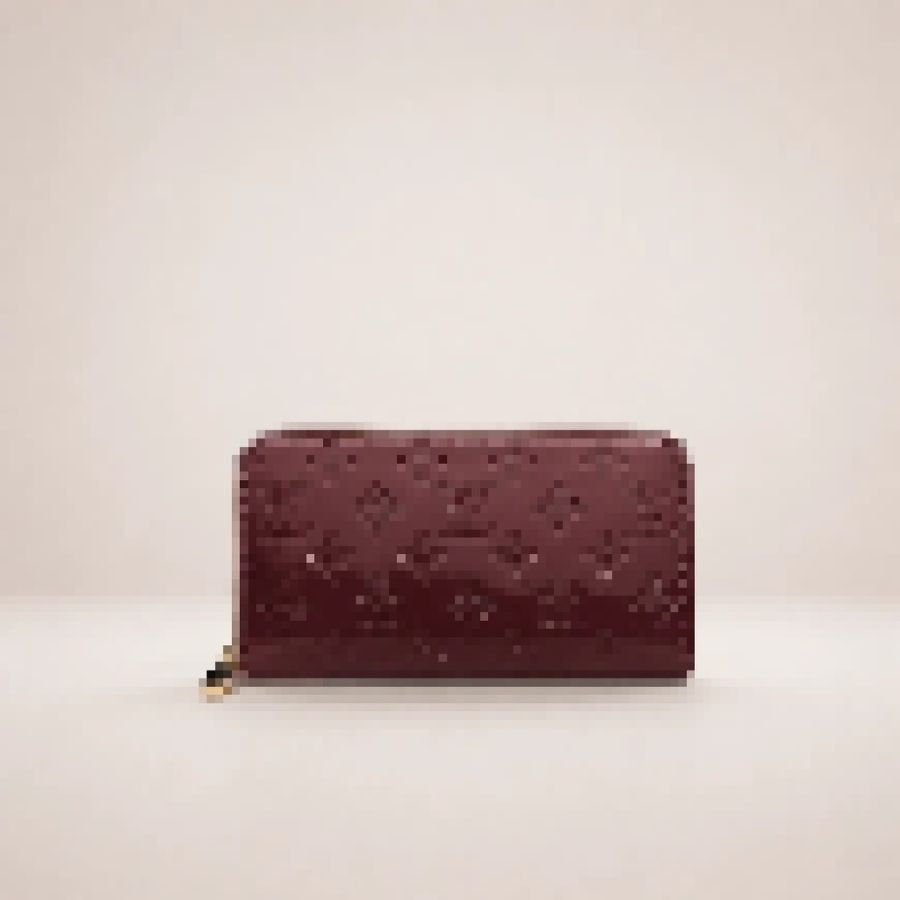 Luxury Embossed Leather Zip Wallet Clutch for Women – Slim Long Wallet with Multiple Compartments
