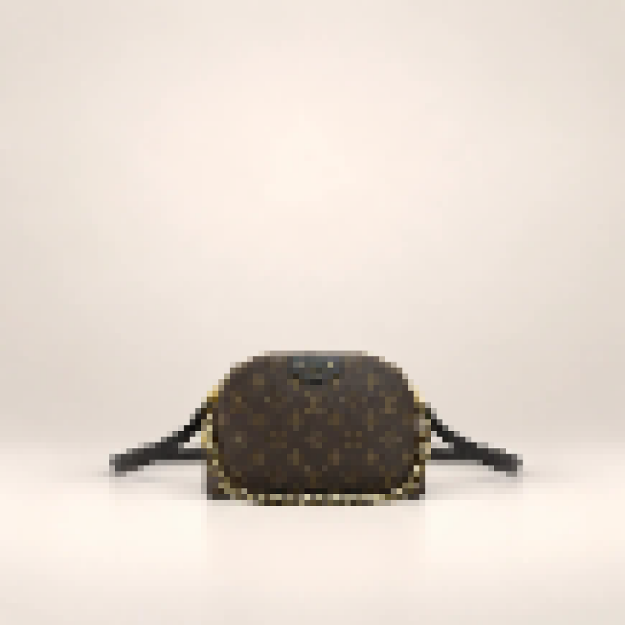 Monogram Dome Crossbody Bag – Women's Compact Shoulder Handbag with Chain Detail