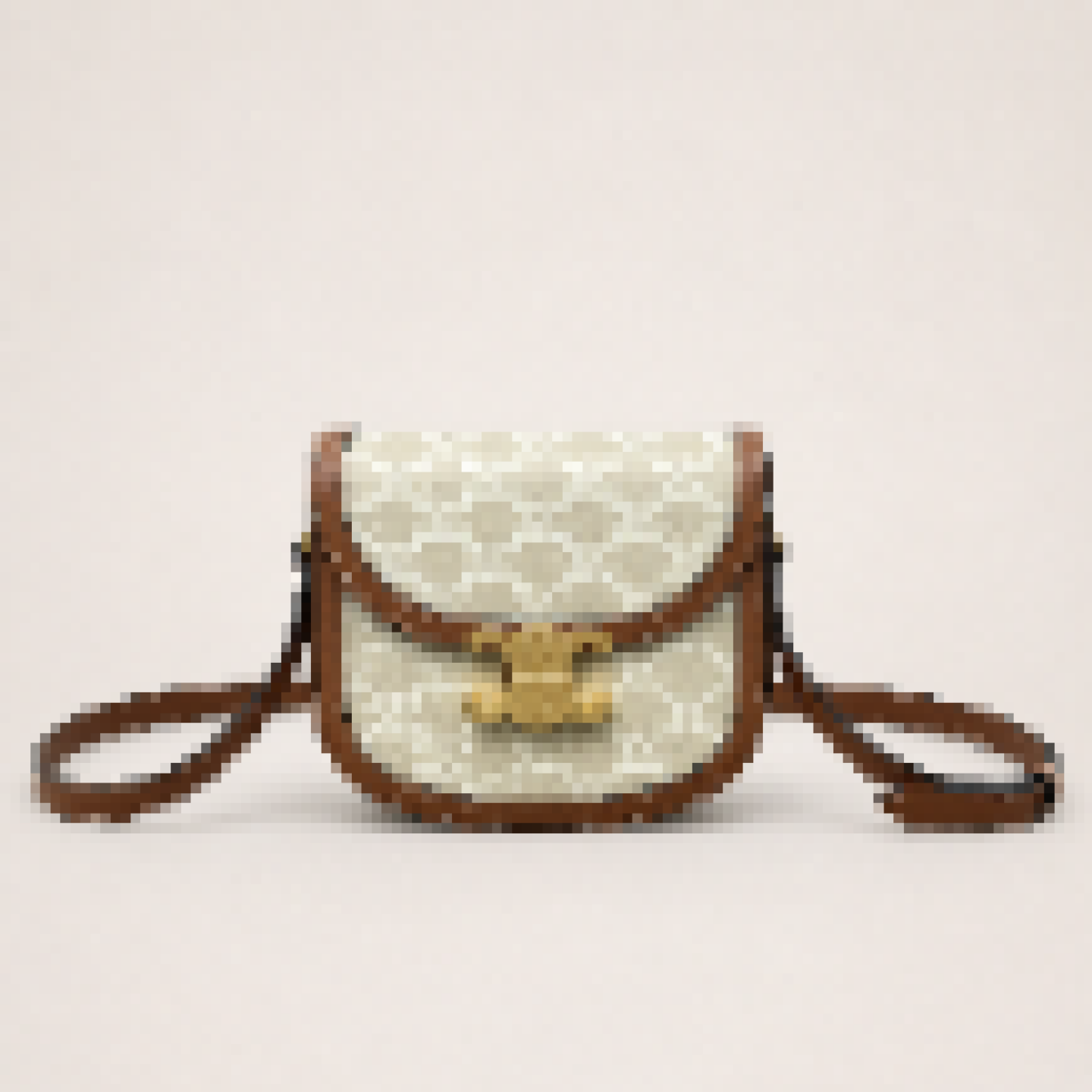 Mini Vintage-Inspired Saddle Crossbody Bag with Gold Statement Clasp – Elegant Compact Everyday Purse