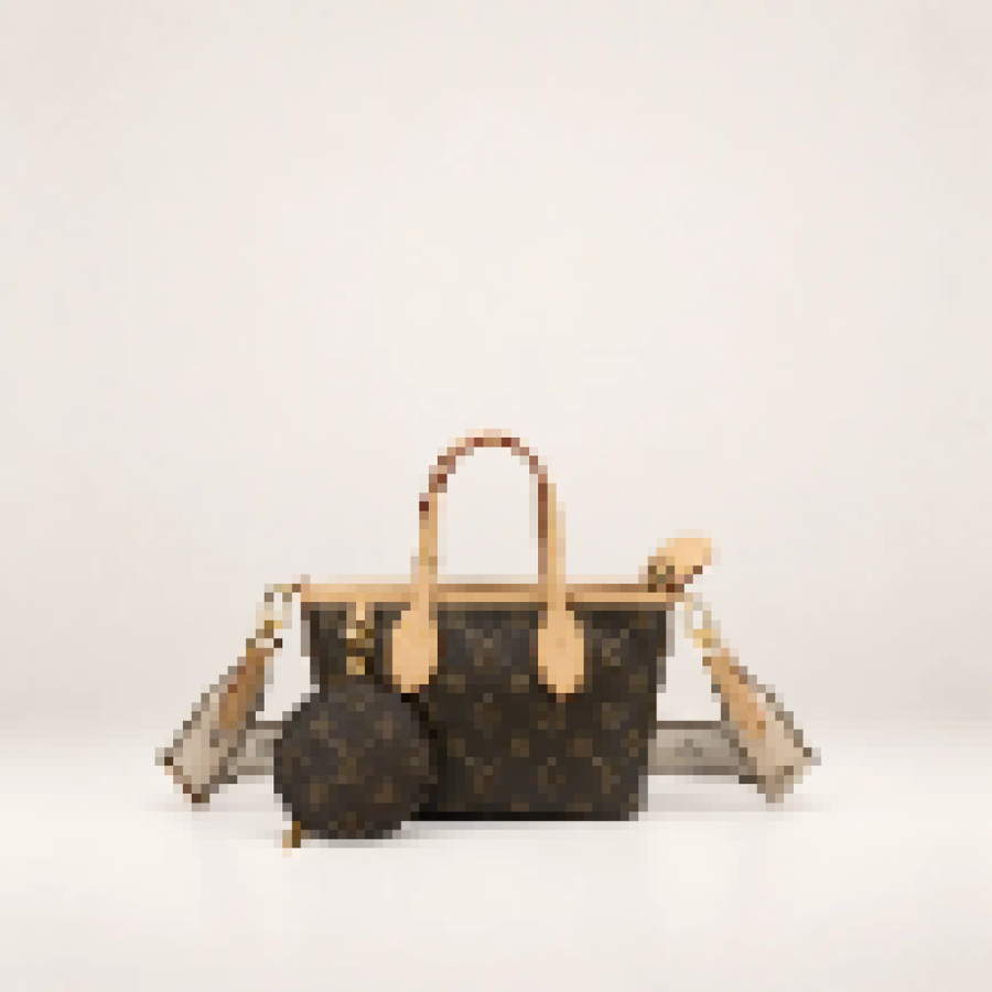 Monogram Mini Tote Bag – Women's Crossbody Handbag with Matching Pouch Detail