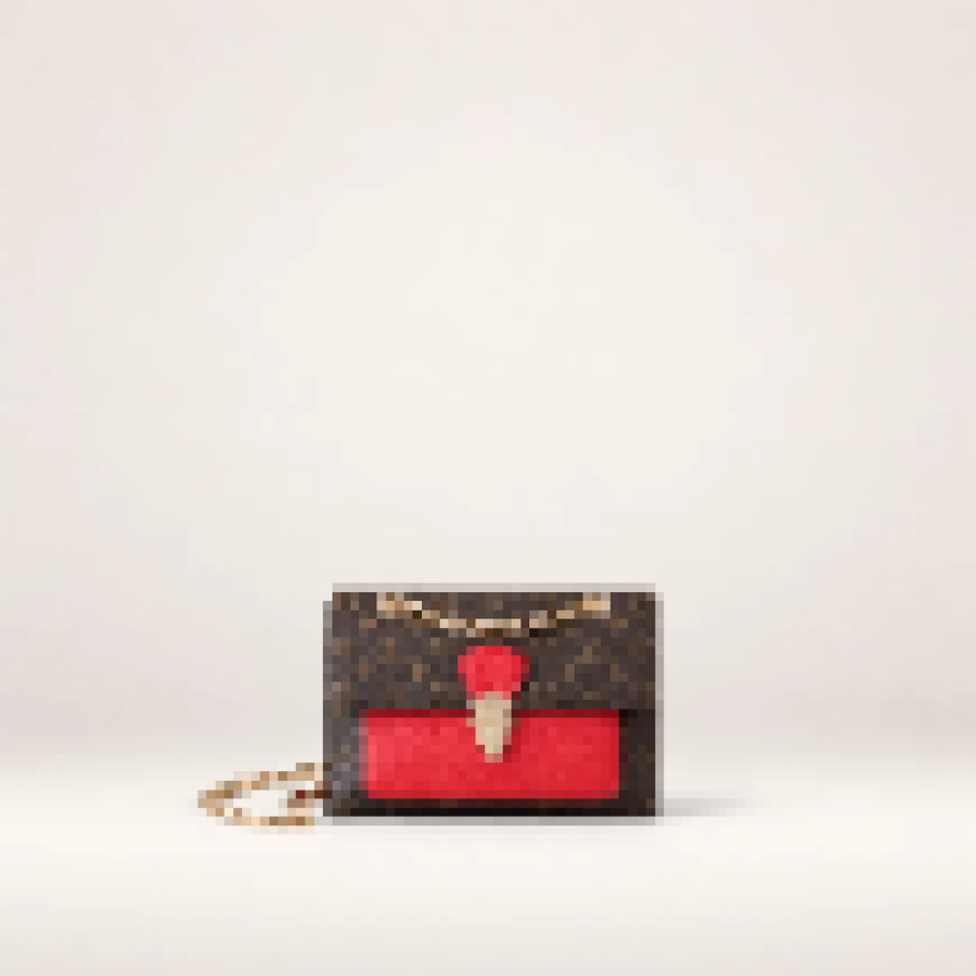 Monogram Canvas Shoulder Bag – Women's Chain Flap Purse with Front Pocket Detail