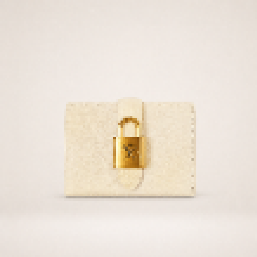 Women’s Luxury Mini Leather Wallet with Gold Lock Detail, Compact Card Holder Purse for Everyday Elegance
