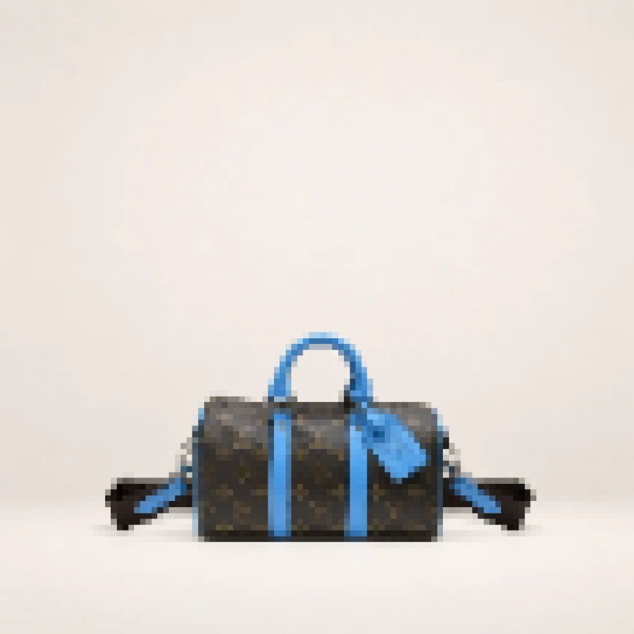 Monogram Mini Duffle Bag – Unisex Crossbody Weekender Purse with Color Accent Details