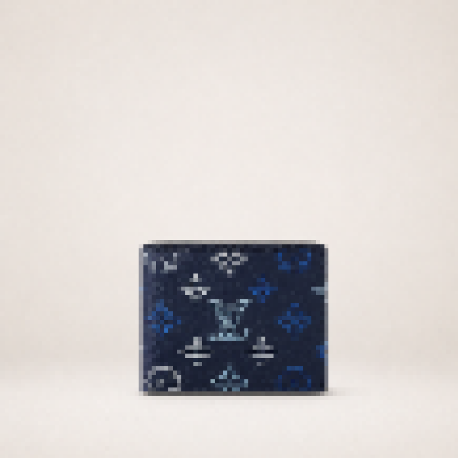 Luxury Designer Monogram Bifold Wallet – Men’s Compact Wallet with Street-Style Graffiti Art Print