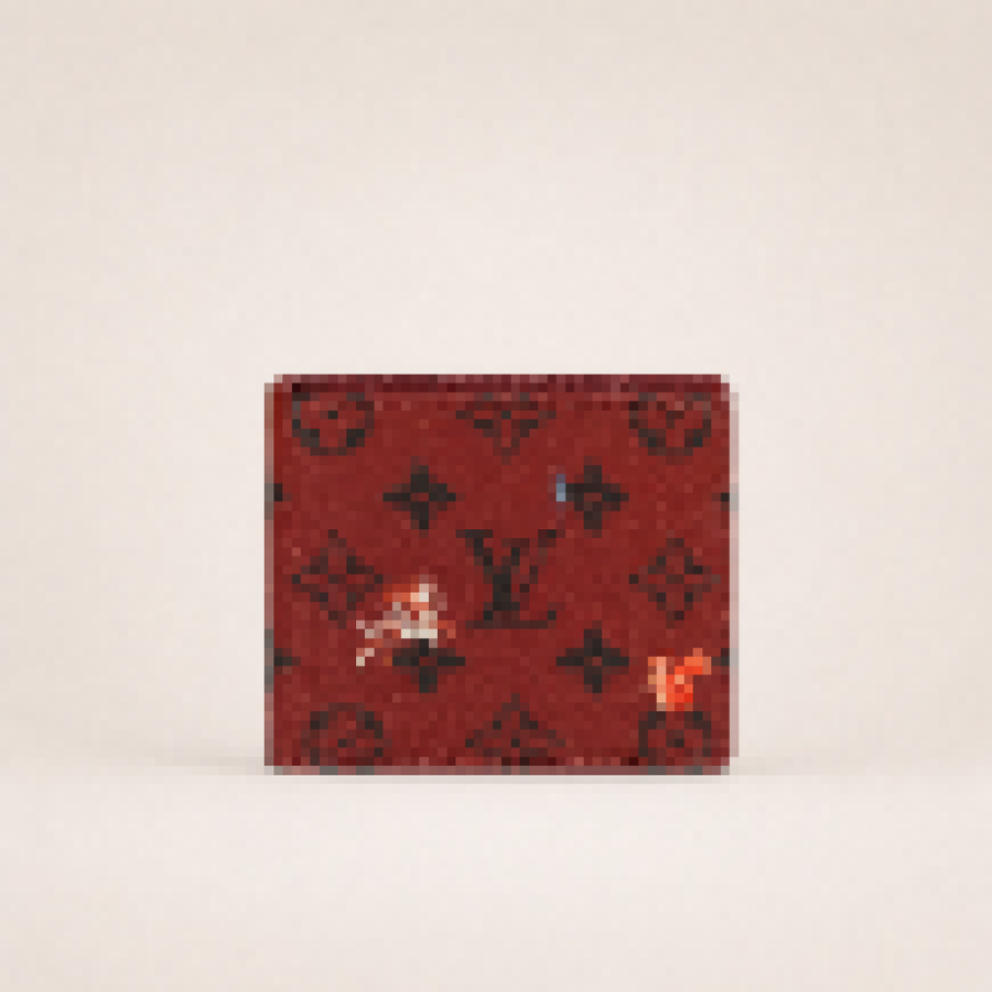 Premium Classic Monogram Bifold Wallet with Playful Animal Print – Slim Coated Canvas Pocket Organizer for Men & Women