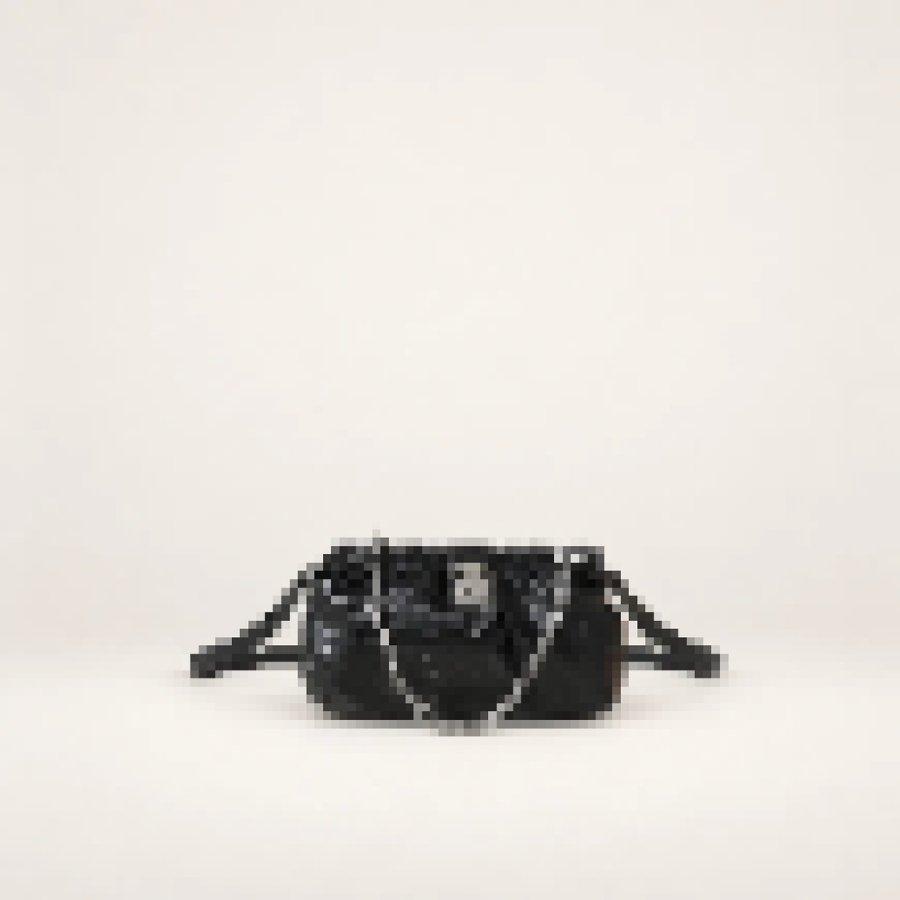 Monogram Pleated Shoulder Bag – Women's Soft Pouch Purse with Removable Chain