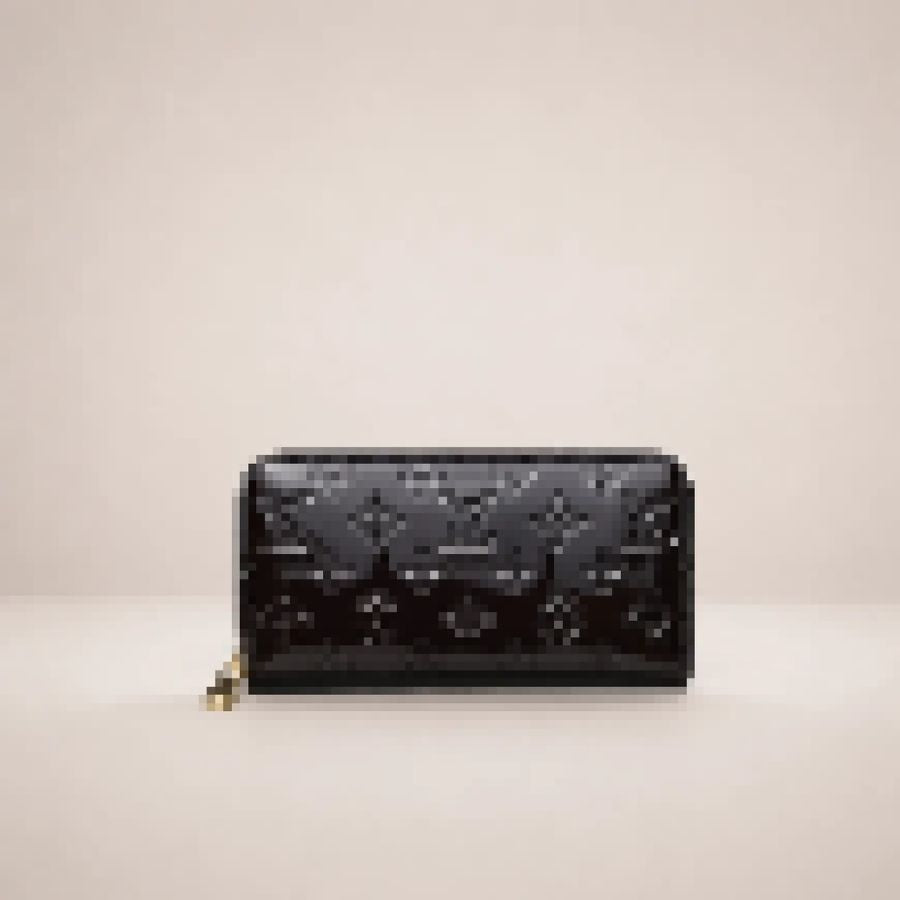 Luxury Embossed Leather Zip Wallet Clutch for Women – Slim Long Wallet with Multiple Compartments