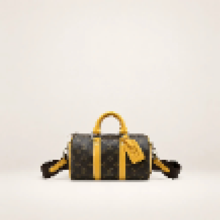 Monogram Mini Duffle Bag – Unisex Crossbody Weekender Purse with Color Accent Details