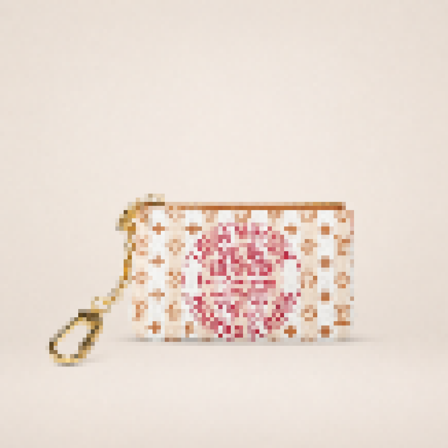 Mini Canvas Chain Wristlet Bag with Vintage Travel Print Design – Elegant Compact Crossbody Purse for Women